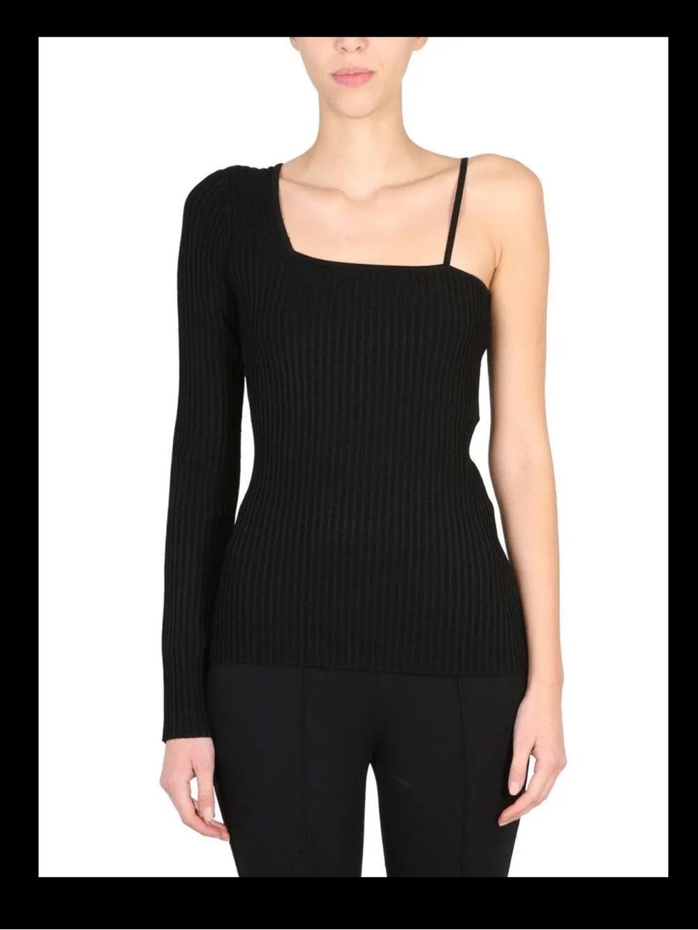 Helmut Lang black asymmetrical knit top. Size M. NWT